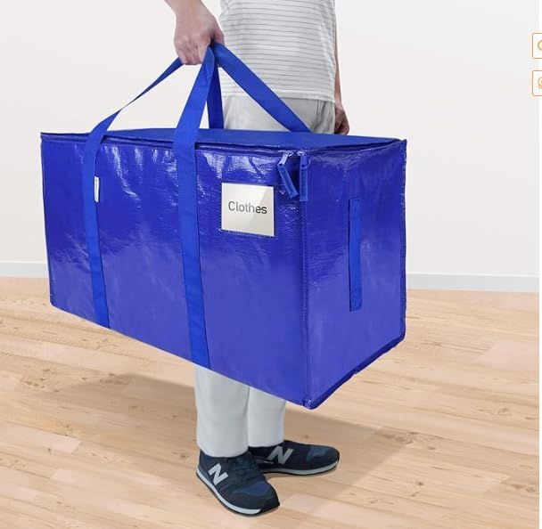 6-Pack Extra Large Heavy-Duty Moving Bags with Zippers & Handles - Space Saving Storage Solution