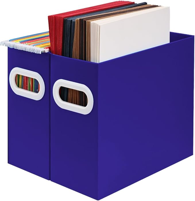 Hanging File Organizer, Cardboard File Folder Organizer for Letter Size, Desk Documents Storage Box, Portable File Folder Holder Boxes for Office, Home, School, Only Box.(2 Packs)