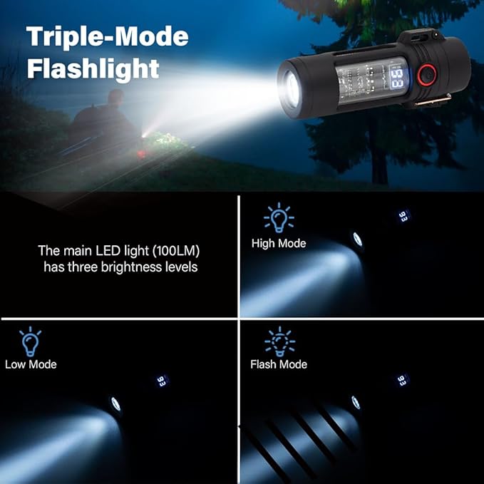 KALIMO Plasma Arc Lighter with LED Flashlight, Dual Arc Windproof Flameless Lighter, IP65-Rated Water-Resistant, USB-C Rechargeable, Portable for Camping, Hiking, BBQ and Outdoors