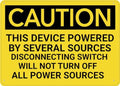 Caution This Device Powered By Several Sources Sign 8X12 Inch Rust Free Aluminum Easy To Read & Sturdy Keep Out Outdoor Metal Signs For Home Farm Yard