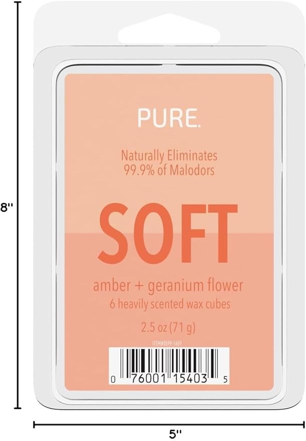 Candle-Lite Pure Wax Melts Amber & Geranium Flower Scent, Odor Eliminating, 3 Pack, Eliminates 99.9% of Odors, 6-Cube 2.5 oz Scented Wax Cubes, Proudly Poured in The USA, Ideal Gift for Home Fragrance