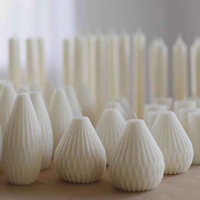 Silicone Candle Molds, 3D Pear Shape Scented Candle Mold, Classic Geometric Design, Colorless, BPA Free, Silicone Molds for Candle Making, DIY, Resin, Wax, Soap, Clay, Chocolate Etc