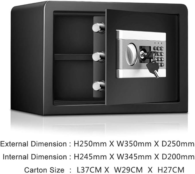 Safety Safe Security Box Home Safe Wall Digital Cabinet Safe Box With Lock Solid Steel Construction For Home Office Hotel Jewelry Cash Storage Wall Mountable (Color : Black Size : 25x35x25cm) (Black 2