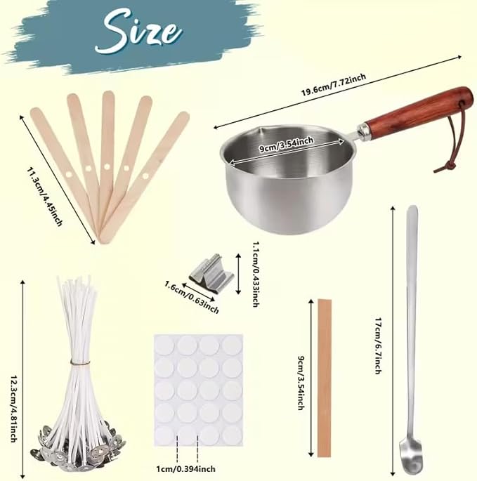 Soy Wax Candle Making Kit with 2 Wick Types & Melting Pot- All-in-One DIY Candle Making Supplies for Beginners, Includes Wax, Wick Stickers, Holders, Wick Placing Tube Tools for Homemade Container