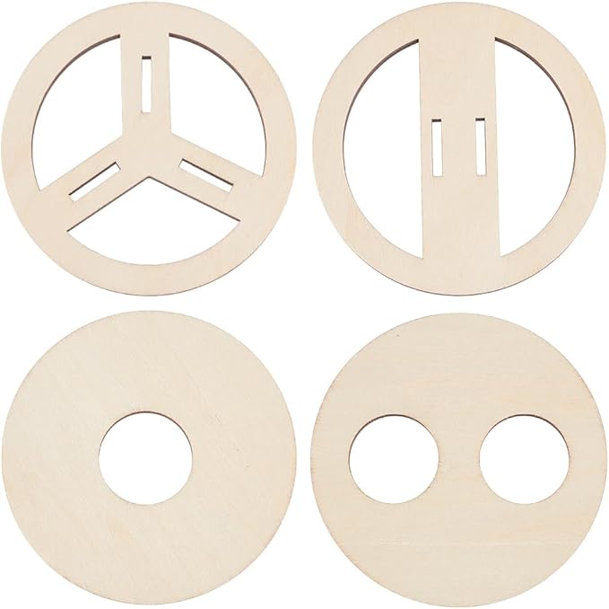 BENECREAT 8 Pcs 4 Styles Wooden Wick Centering Tool, 2.95 Inch Engraved Patterned Wick Holder, Candle Wick Stabilizer for Candle Making DIY