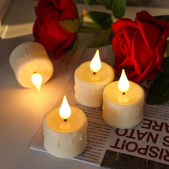 Rechargeable Tea Lights with Remote and Timer, 6pcs Flameless Candles LED Flickering with Charging Base and USB Cable, Electric Votive Tealights Warm White