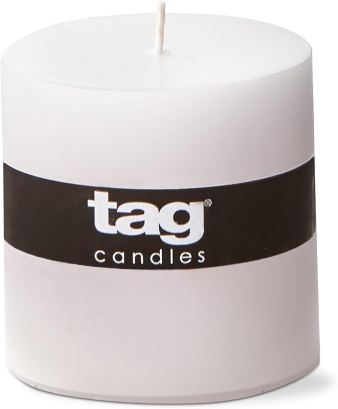 tag Chapel 3X3 White Pillar Paraffin Wax Candle Unscented Drip-Free Long Burning 32 Hours for Home Decor Wedding Parties 3x3 White