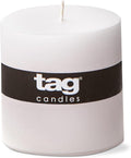 tag Chapel 3X3 White Pillar Paraffin Wax Candle Unscented Drip-Free Long Burning 32 Hours for Home Decor Wedding Parties 3x3 White