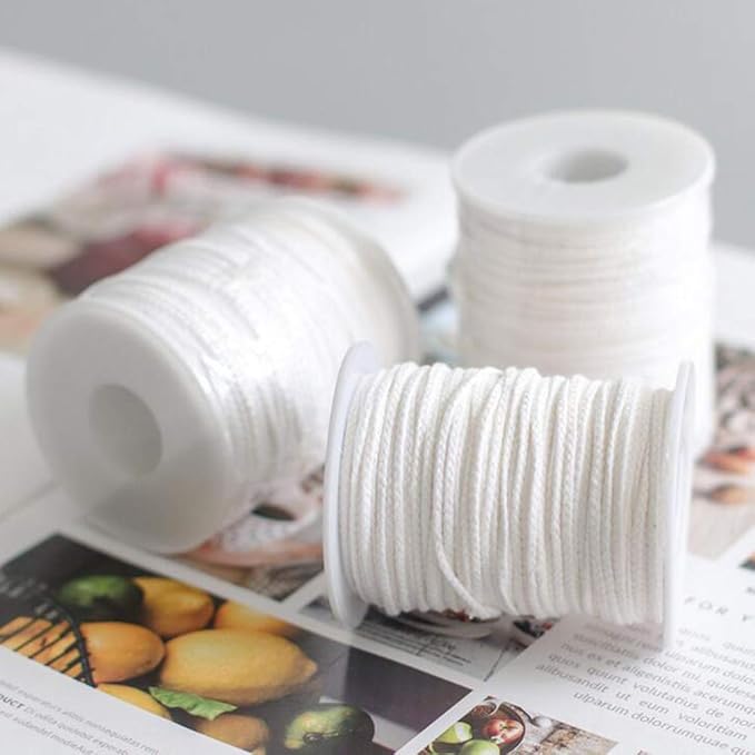 1 Roll 61m/67yard/200Feet Candle Wick Candle Wicks Foot Core Braided Candle Wick for Candle Making and Aromatherapy Candle DIY(No Metal Tabs)