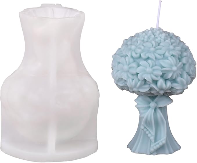 1Pack Flower Bouquet Candle Silicone Molds Epoxy Resin Wax Mold Silicone Shapes Flower Mold for Candle Craft Making Wedding Gift Decoration
