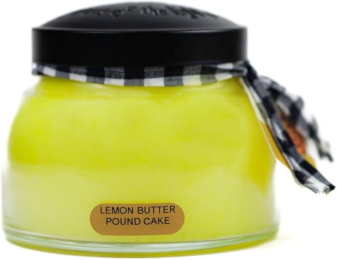 A Cheerful Giver — Lemon Butter Pound Cake - 22oz Mama Scented Candle Jar with Lid - Keepers of the Light - 125 Hours of Burn Time, Gift for Women, Yellow