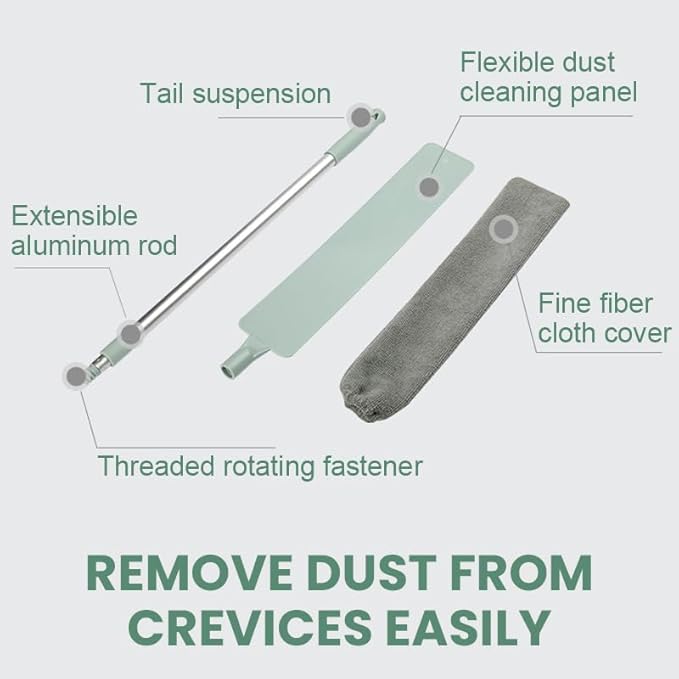 Saker Retractable Gap Dust Cleaning Artifact, Telescoping Bendable Microfiber Duster for High Ceilings, Under Furniture & Hard-to-Reach Areas, Washable Extendable Dusting Tool (2 Sets)
