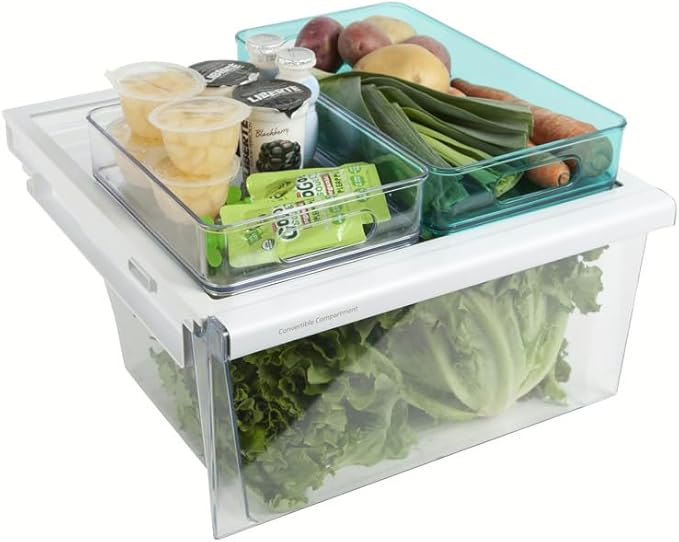 Core Kitchen Fridge Bin Refridgerator and Freezer Organizer with Handles - 10" L x 8" W x 2.5" H - Clear