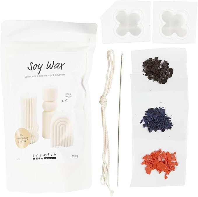 Creative Craft Kit Candle Making, Warm Beige, Cream, Light Blue, Soy Candles, 1 Pack