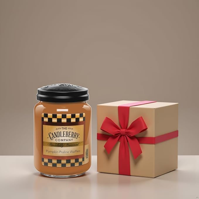 Candleberry Candles Pumpkin Praline Waffles | Strong Fragrances for Home | Hand Poured in The USA | Highly Scented | 135 Hour Burn Time | Large Jar