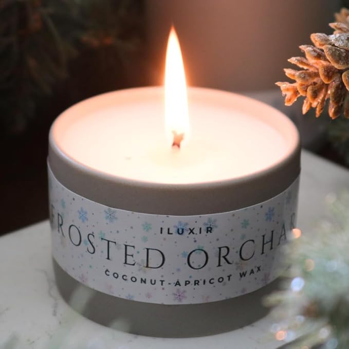 Frosted Orchard Luxury Candle for Fall Décor – Refreshing Scented Candles with Citrus Pine Juniper & Sage– Handcrafted Non-Toxic Candles, Phthalate-Free Cruelty-Free Coconut Wax Candle (5 oz.)