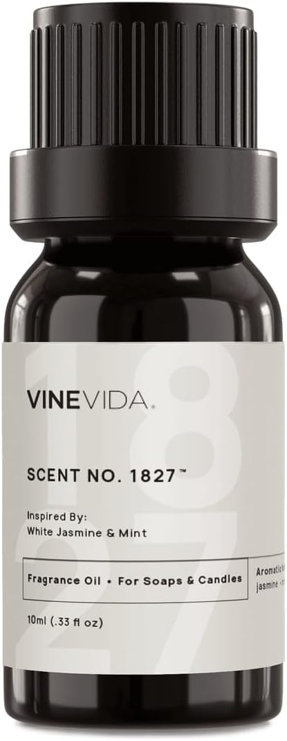 VINEVIDA [10mL] White Jasmine & Mint Fragrance Oil for Candle Making - Natural Candle Oil Scents - Soap Making Essential Oil - Made in USA