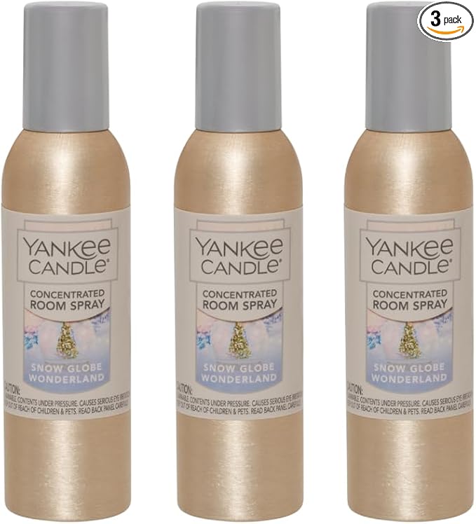 Yankee Candle Concentrated Air Freshener Room Spray, Odor Eliminator for Home, Bathroom, Snow Globe Wonderland, 1.5 Oz (Pack of 3)