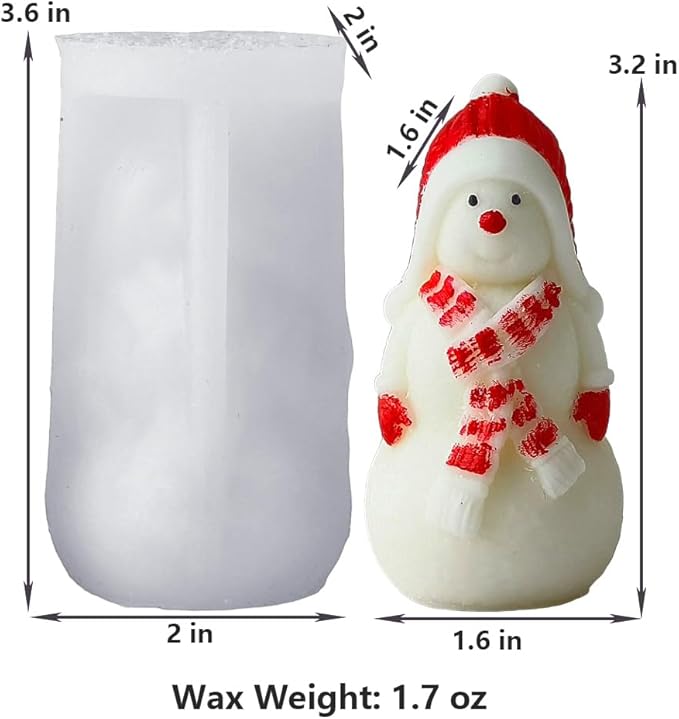 Snowman Silicone Molds, Snowman with Hats and Scarf Candle Mold for Soap Soy Wax DIY Handcraft, Snowmen Resin Molds Gift Wedding Party Home Dinner Festive Days Car Decoration