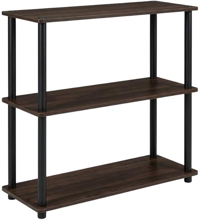 Furnifact Espresso Black Bookcase with Wood Construction, Sleek Design, Durable Material, Versatile Storage Solution, Modern Style for Home or Office use