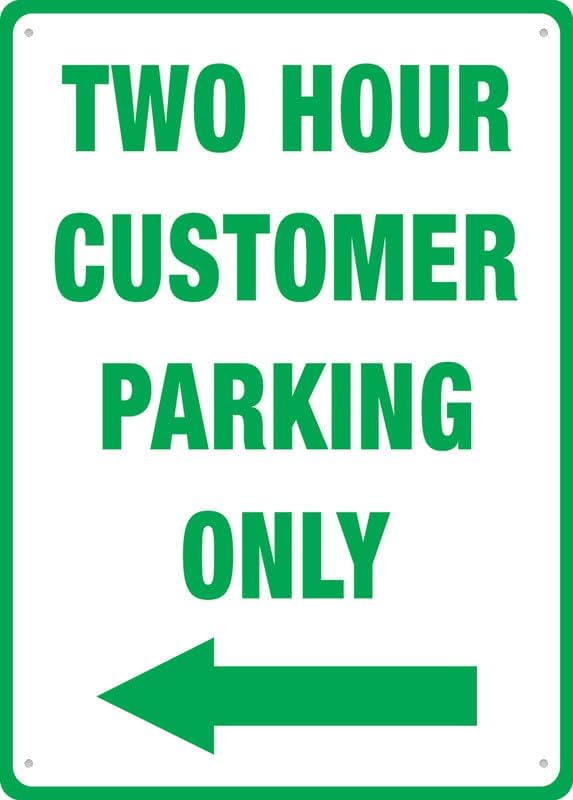 Two Hour Customer Parking Only Left Arrow Sign 8""X12"" Rust Free Aluminum Signs Outdoor, Metal Tin Sign For Home, Business, Yard