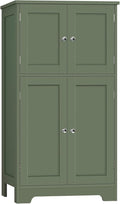TEENFON Bathroom Storage Cabinet, Bathroom Cabinet with 4 Doors & 2 Adjustable Shelves, Cupboard, Cabinets for Living Room, Entryway, Office, Forest Green