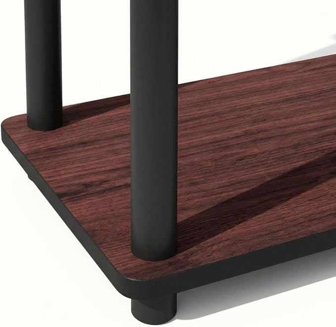 Furnifact Dark Cherry Black Bookcase with Wooden Construction and Modern Design, Sturdy Storage Solution for Living Room or Office, Elegant Finish