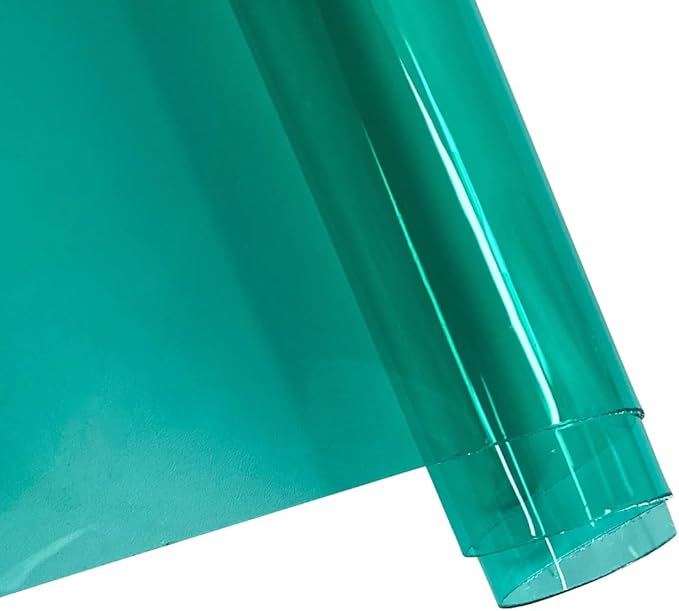 ONEART | 30 Gauge Leather Vinyl, Solid Color See-Through Waterproof Jelly Faux Leather for Women DIY Handbags Tote, 12" x 48" (Aquamarine)