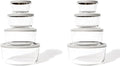 DURA LIVING 16-Piece Glass Food Storage Containers Set (8 Containers + 8 Lids) | Round, Nesting, Microwave & Dishwasher Safe | BPA-Free, Space-Saving | Grey Lids for Pantry & Kitchen Organization