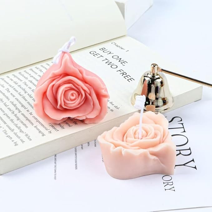Cestony 3D Heart-Shaped Rose Candle Silicone Molds for Making Candle Resin Pillar Aromatherapy Gypsum Candles Wax Soap Flower Specimen Clay Craft