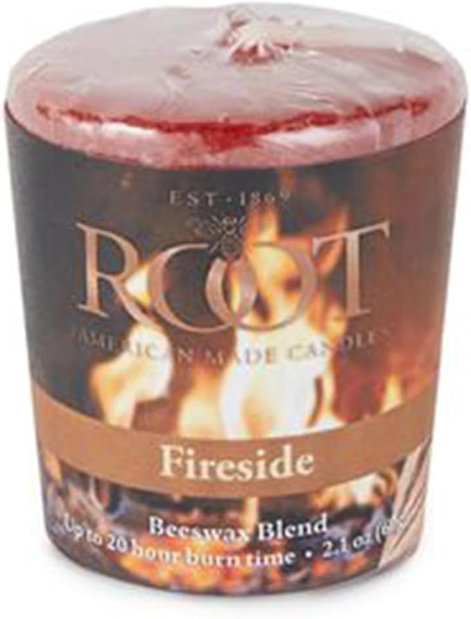 Root Candles Fall Scented Votive Candles Beeswax Blend Premium Handcrafted 20-Hour Votives, 18-Pack, Fireside