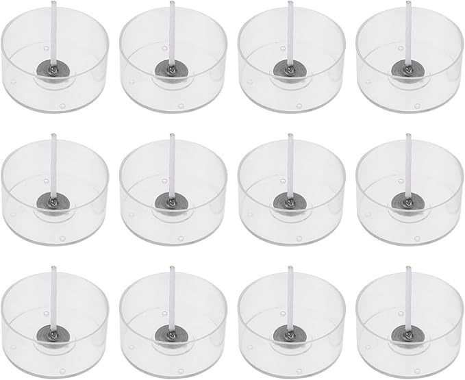 VILLCASE Candle Making Kit with 20 Clear Plastic Tealight Cups and 200 Pcs Cotton Wicks - Heat Resistant Empty Candle Molds for DIY Tea Light Making - Transparent Round Containers for Home Decor