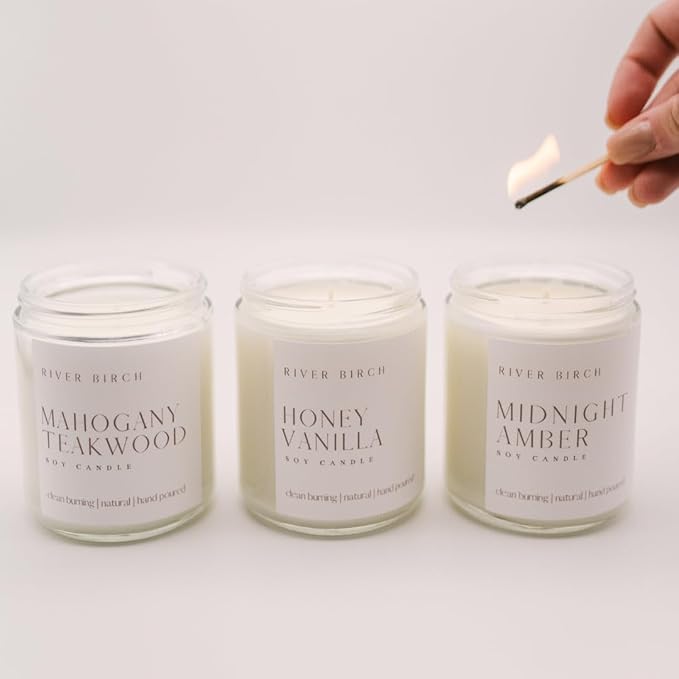 River Birch Candles Lavender + Apricot Scented Candle | Premium, All-Natural, Non-Toxic, Soy Wax | 8.5oz 40 Hr Burn Time | Cozy Relaxing Gifts for Home