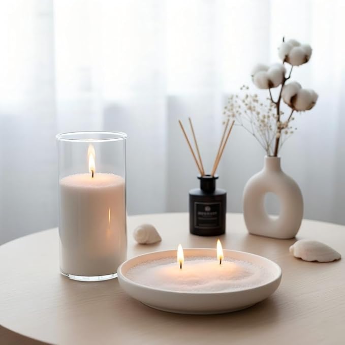 Monivi Candle Sand with Wicks 4.4lb Sand Wax White Pearled Candle Wax Beads with Wood Decorative Bowl, 2 Fragrance Oils Jasmin Cinnamon Total up to 450Burn hours DIY Candle Making Kit Mothers Day Gift