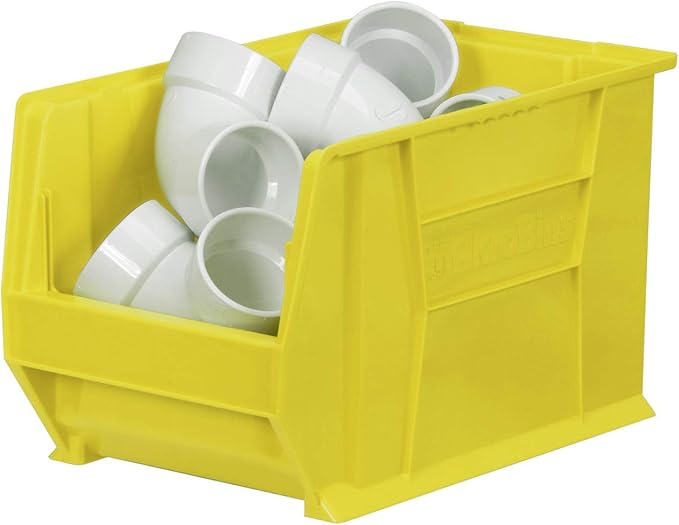 Akro-Mils 30282 Super-Size AkroBins Plastic Storage Bins, Space-Saving Stackable Bins for Garage, Classroom, Warehouse Organization, 20" L x 12" W x 12" H, Yellow, 2-Pack