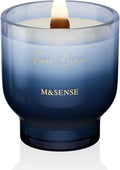 M&SENSE 9.88oz Natural Soy Wax Jar Candle with Wooden Wick | Fresh Linen Scent | 55-Hour Burn & Long-Lasting Burn | Housewarming Gift for Men and Women