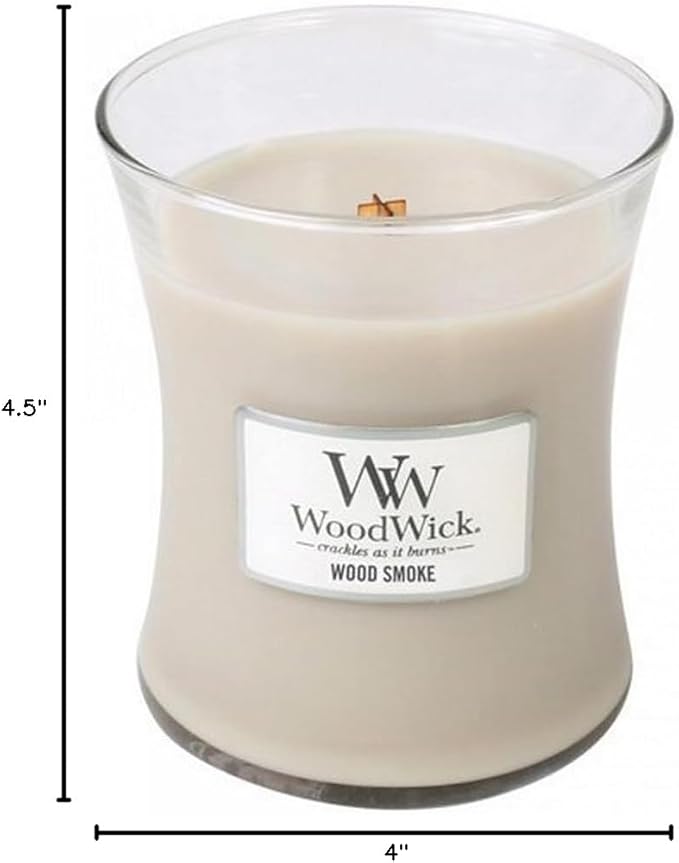 WoodWick Wood Smoke Hourglass Candle 9.7 oz. Medium Fall Candle with Crackling Wick for Smooth Burn Aromatherapy Soy Wax Blend