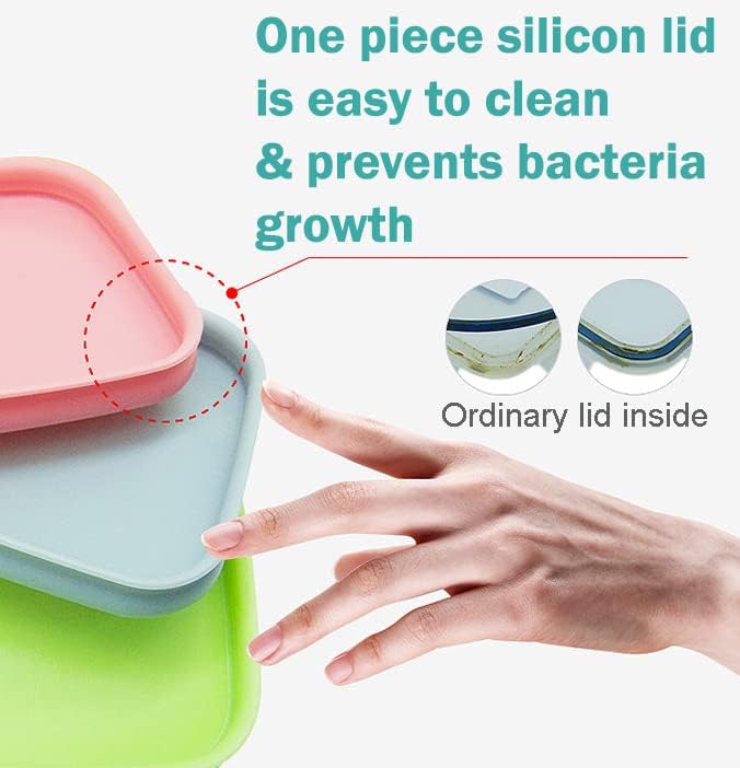 PrepCube Food Storge Continer with Silicon Lid Airtight -4PC Set, BPA-Free, Stackable Freezer Storge, Leftovers Storge, Prep Meal Storge, Kitchen and Pantry Organization Leakproof
