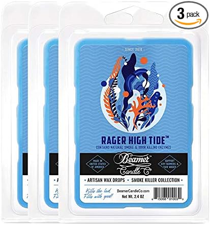 Beamer Candle Co. - Rager High Tide Wax Melt – Tropical Citrus & Ocean Breeze Scent – Citrus, Driftwood, Amber, Blue Musk - 3 Packs of 6 Cubes – Odor Eliminating – High Fragrance – 40 Hour Burn Time