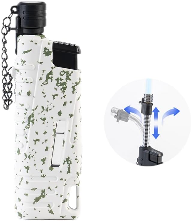 Navpeak Torch Lighter Flexible Wand Telescopic Windproof Jet Flame Lighters Butane Refillable for for Candle Kitchen Outdoor Grill Fireplace Camping(Buatne Not Included)(Camouflage White)