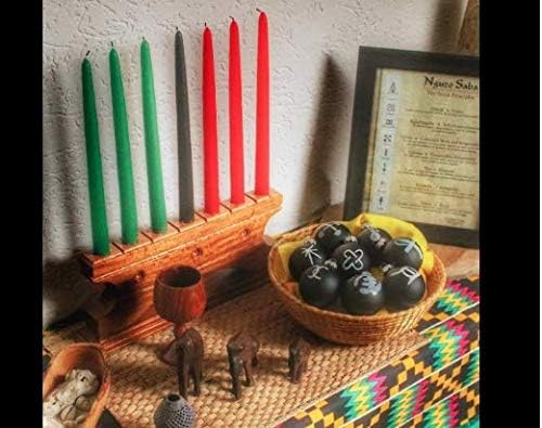 D'light Online 12" Kwanzaa Candle Set Elegant Taper Candles, Premium Quality Hand-Dipped Tapered Candles, Dripless and Smokeles - Set of 7 (12 Inch, Kwanazaa)
