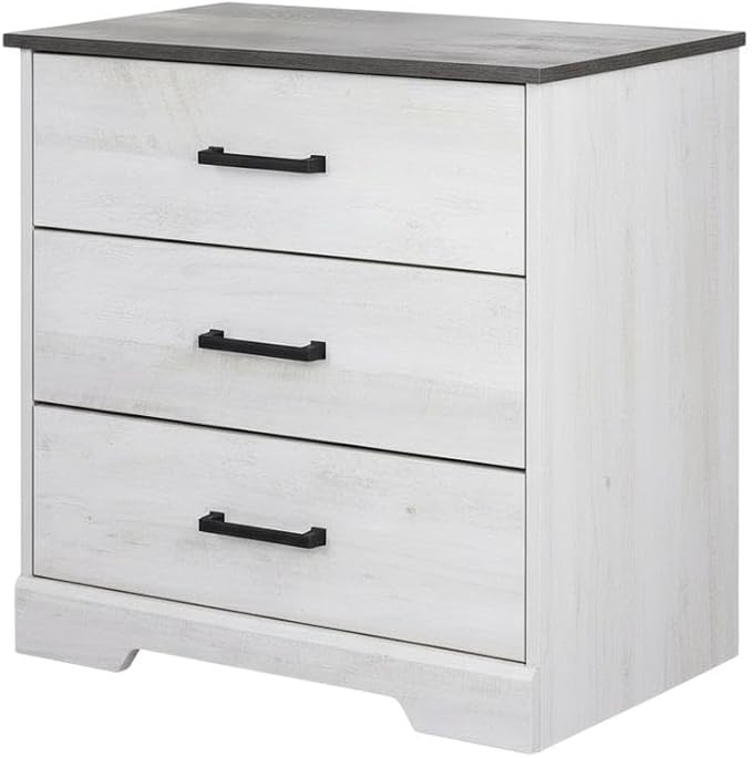 Furnifact White Nightstand Bedside Table, Farmhouse Style, Laminate Finish, Rectangular Shape, One Size for Bedroom, Modern and Durable Design