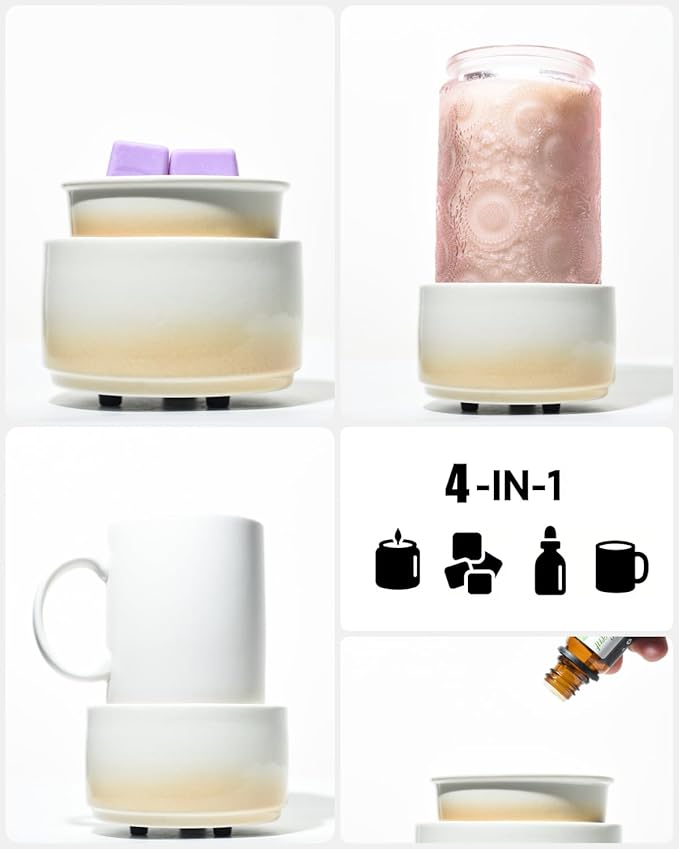 Ceramic Electric Wax Melt Warmer & Cube Oil Melter Cute Small Warmers Aromatherapy for Home Decorative Burner Melts Scented Candle Tart Scent Warm Fragrance (Mist Orange)