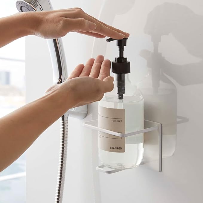 Yamazaki 5508 Magnetic Bathroom Tube & Bottle Holder, Large, White, Approx. 4.3 x 3.2 x 4.3 inches (11 x 8.2 x 11 cm), Tower Floating Storage, Shampoo, Body Soap Holder, Bathroom Storage