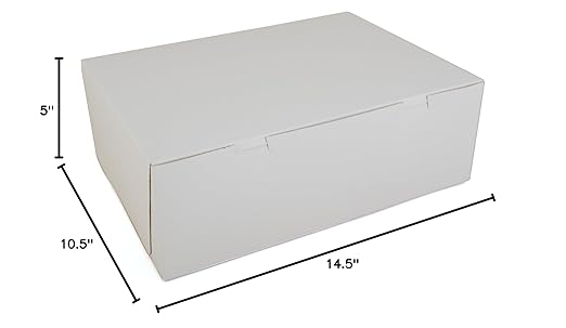 Southern Champion Tray 1005 Premium Clay Coated Kraft Paperboard White Non-Window Sheet Cake and Utility Box, 14-1/2" Length x 10-1/2" Width x 5" Height (Case of 100)