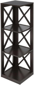 Furnifact Espresso 3 Tier Corner Bookcase with Non Lead Base Paint, Space-Saving Design, Modern Style, Durable Construction