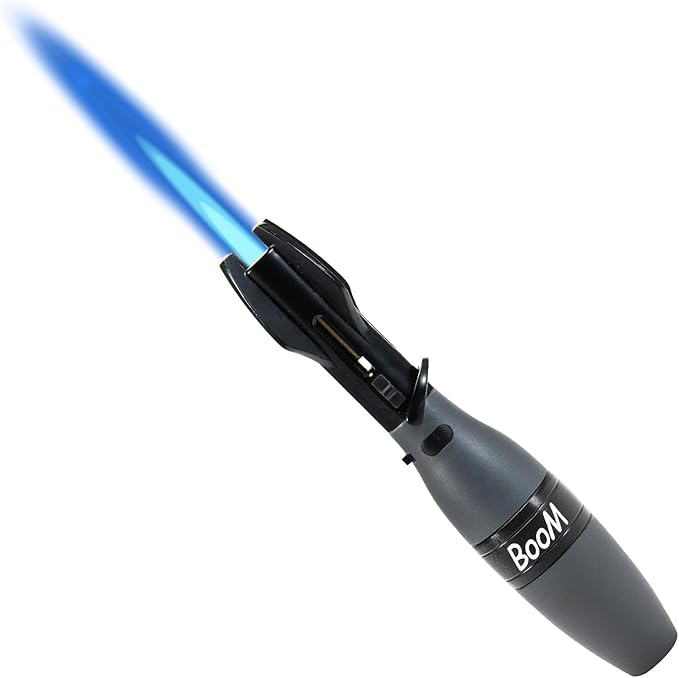 Torch Lighter Jet Flam Lighter Refillable Butane Windproof Adjustable Long Lighters for Candle Grill BBQ Camping Hiking Lighers (Gray)
