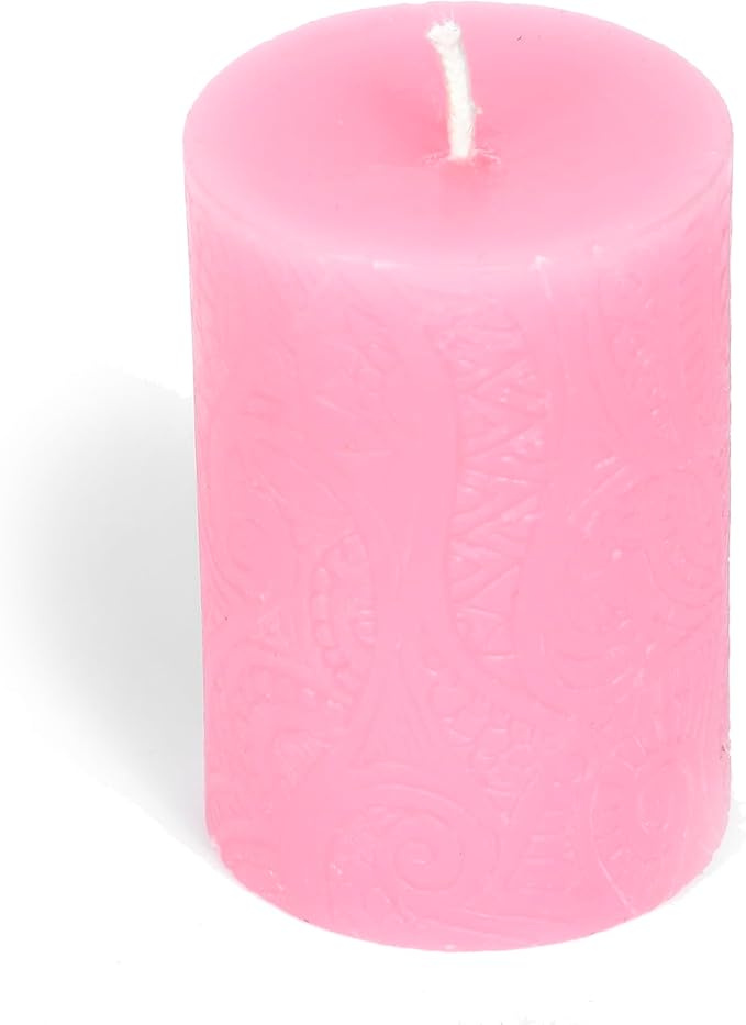 BeeTheLight Beeswax Pillar Candle - 100% Pure Bees Wax - Choose Your Size and Color - 24 Hour Burn Time - 2x3 - Unscented - Natural Light Honey Scent (Pink Sunset, Small)