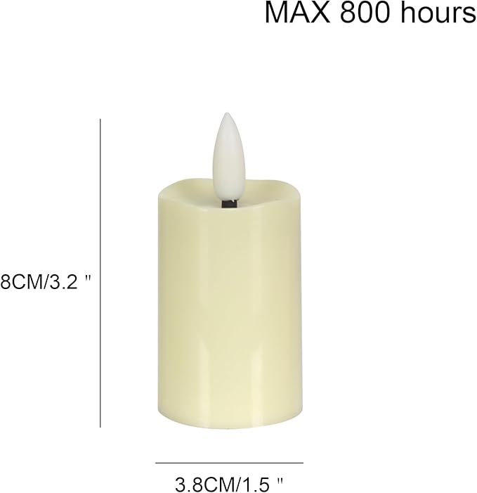 WRalwaysLX max 800hours Use 2AAA Battery (not inluded) 12 Pack Flameless Tea Light with Remote Control, LED Flickering Votive Candles, Indoor Home Decor, Dia3.8CM* H8CM,
