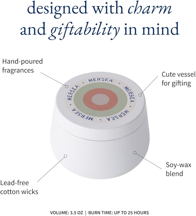 MERSEA Beach Bungalow Tin Candle, Scented Candle Tin (3.5 oz)